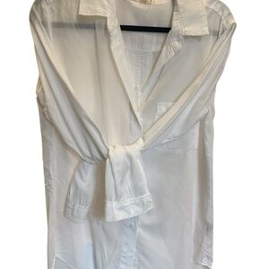Bella Dahl White Button Down Shirt with Tie Front
